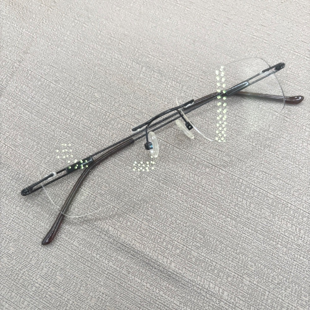 Solitaire Rimless Eyeglasses Black Metal Rectangular Lightweight Frames